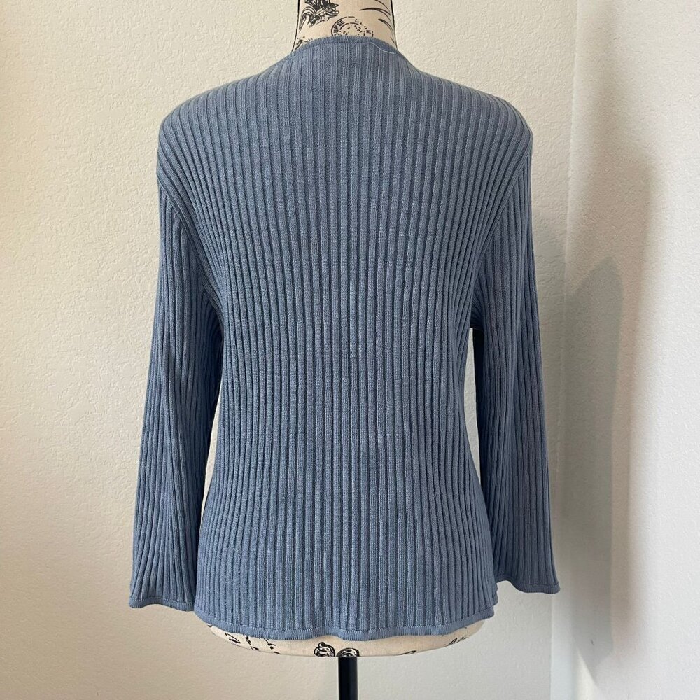 Blue Ribbed Women's Sweater - Picture 2 of 10
